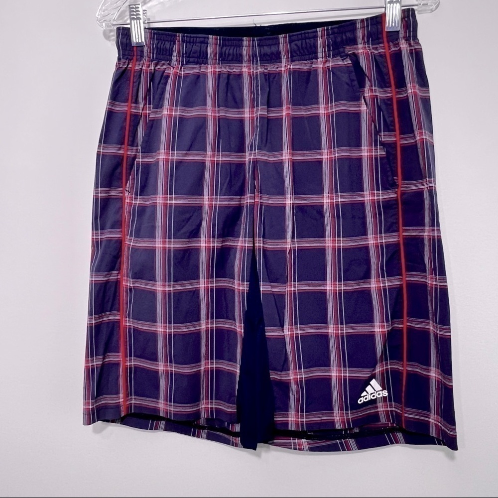 Adidas Climacool Blue Plaid Shorts - Small